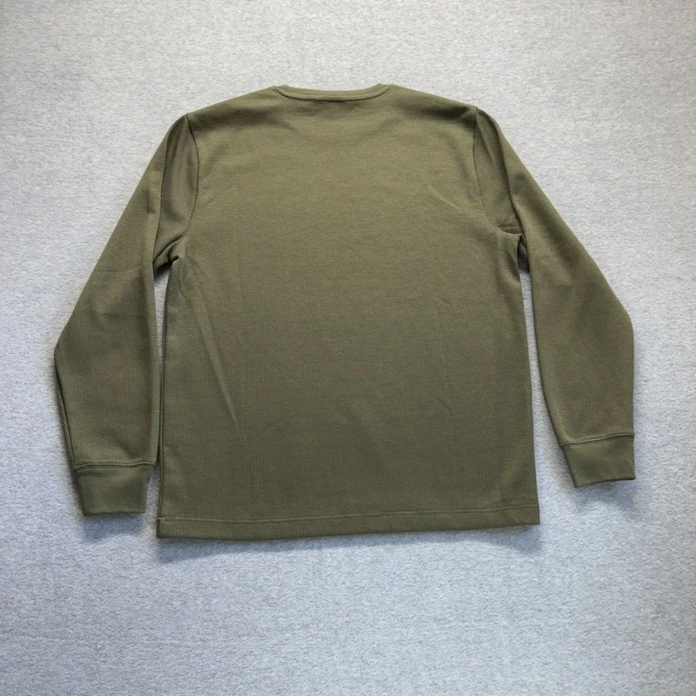 Banana Republic Shirt Mens Large Green Waffle Knit Long Sleeve Pullover Casual